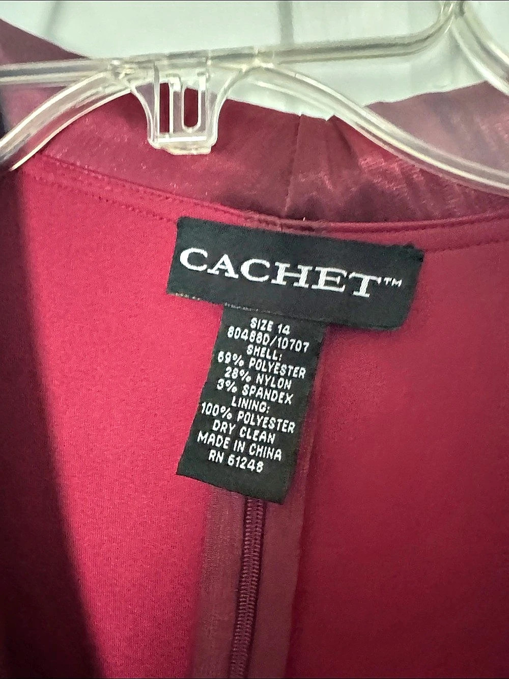 Cachet Satin-Look Wrap Blouse in Burgundy Size 14 Like New - Picture 2 of 9